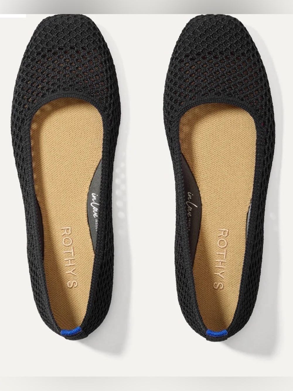 Rothy's Black Mesh Max Square Ballet Flats